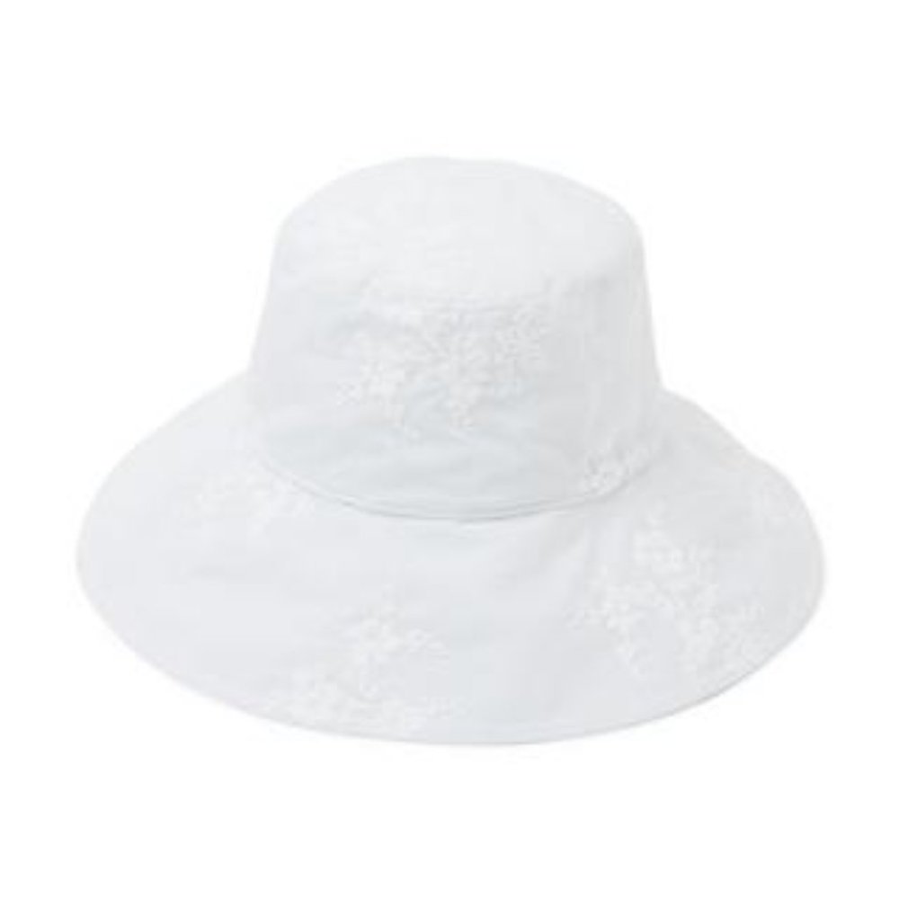 Janie and Jack Blue and White Floral Embroidered Sun Hat